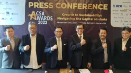 Konferensi Pers CSA Awards 2023, yang digelar di Menara 16, Jakarta, Kamis (23/11/2023) (MediaEmiten.com / Idris Daulat)
