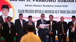 Prabowo Subianto dalam acara deklarasi dukungan dari Jaringan Induk Koperasi Unit Desa (KUD) di Milennium Hotel Sirih, Jakarta. (Dok. Tim Media Prabowo Subianto)