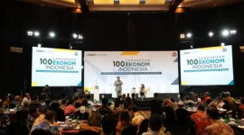Calon presiden dari Koalisi Indonesia Maju, Prabowo Subianto dalam acara dalam 'Sarasehan 100 Ekonom Indonesia 2023' yang digagas INDEF di Menara Bank Mega, Jakarta Selatan. (Dok. Tim Media Prabowo Subianto)