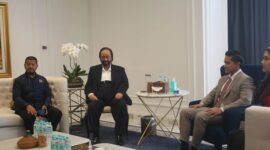 Ketua Umum Partai NasDem Surya Paloh beserta Ketua DPP Partai NasDem hadir langsung menyambut Ketua Umum PSI Kaesang Pangarep. (Instagram.com @official_nasdem)