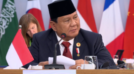 Presiden RI Prabowo Subianto saat berbicara di hadapan para pemimpin negara G20 di sesi pertama Konferensi Tingkat Tinggi (KTT) G20. (Dok. Tim Media Prabowo)