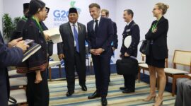 Pertemuan bilateral Presiden RI Prabowo Subianto dengan Presiden Prancis Emmanuel Macron, Museu de Arte Moderna, Rio de Janeiro, Brasil. (Dok. Tim Media Prabowo)