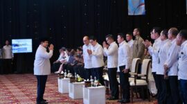 Presiden RI Prabowo Subianto menghadiri Musyawarah Nasional (Munas) konsolidasi persatuan Kamar Dagang dan Industri (Kadin) Indonesia. (Facebook.com @Setkab RI)