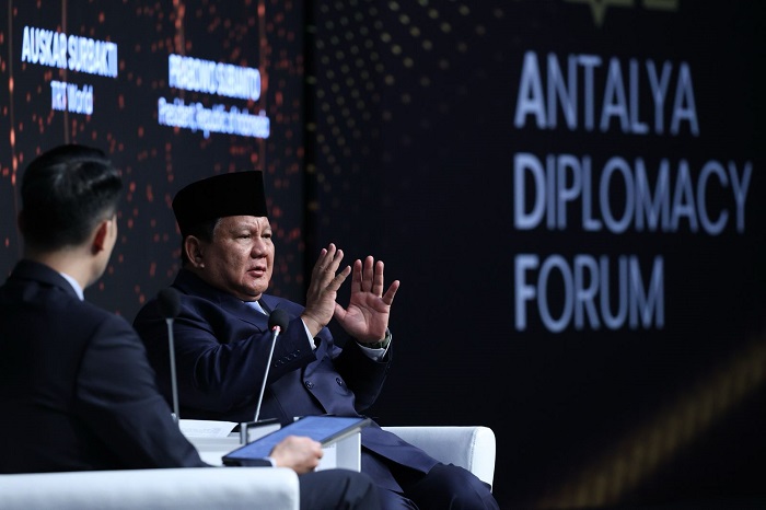 Presiden RI Prabowo Subianto dalam Forum Diplomasi Antalya 2025 di Turki. (Dok. Tim Media Prabowo)